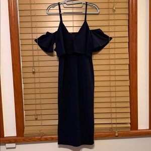 MissGuided Cold Shoulder Ruffle Bodycon Midi Dress